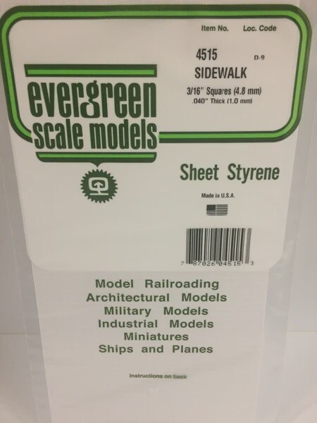 Evergreen 4515 Sidewalk 3/16" Squares