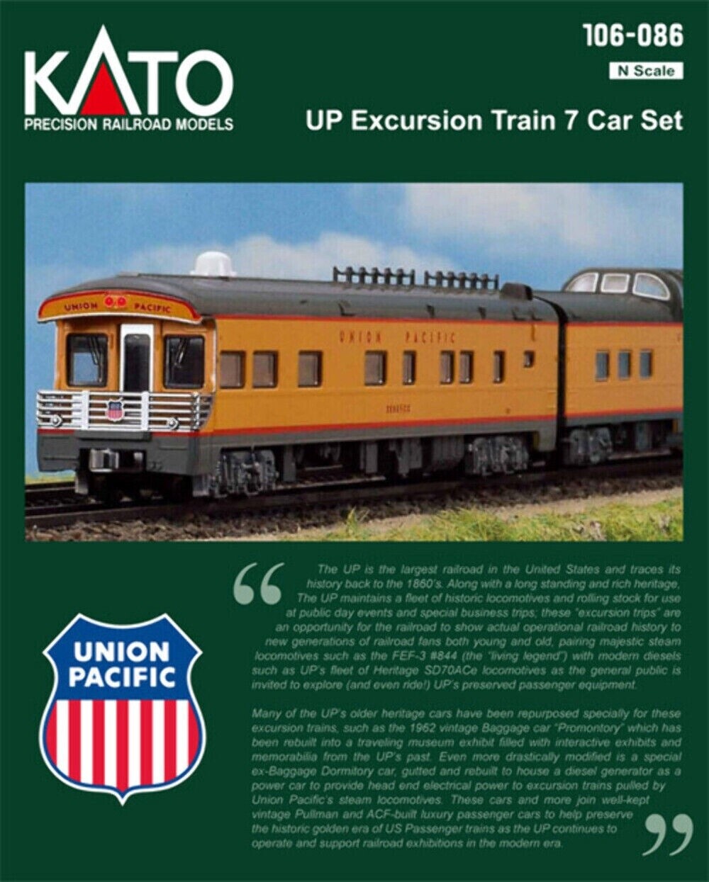 Kato N 106-086 UP Excursion Train 7 Car Set