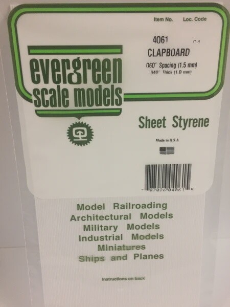 Evergreen 4061 Clapboard Siding .060&quot; Spacing