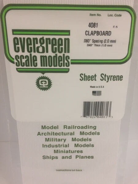 Evergreen 4081 Clapboard Siding .080&quot; Spacing
