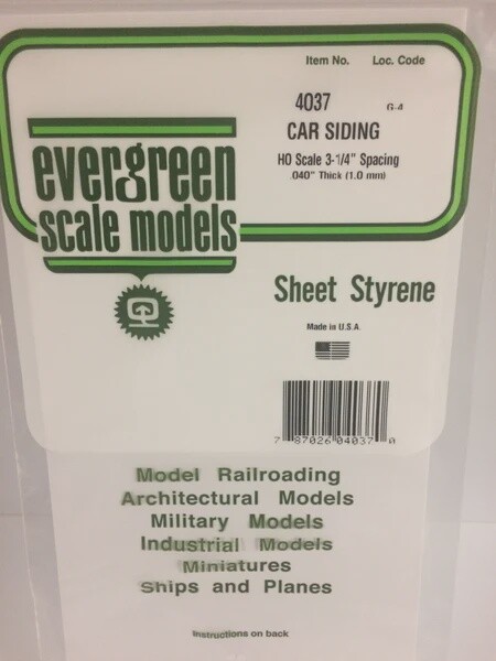 Evergreen 4036 HO Car Siding 3 1/4&quot; Spacing