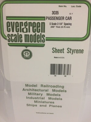 Evergreen 3035 S Passenger Car Siding 2 1/4&quot; Spacing