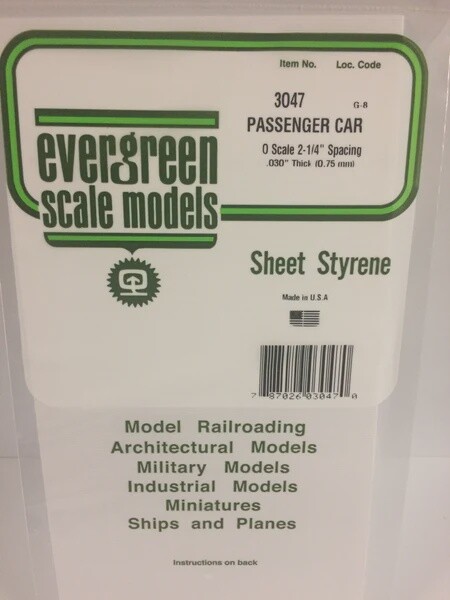 Evergreen 3047 O Passenger Car Siding 2 1/4&quot; Spacing