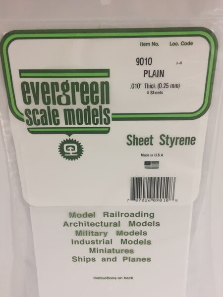 Evergreen 9010 Plain .010" Thick 4-Pack