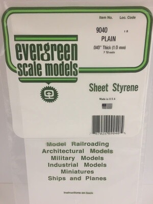 Evergreen 9040 Plain .040&quot; Thick 2-Pack