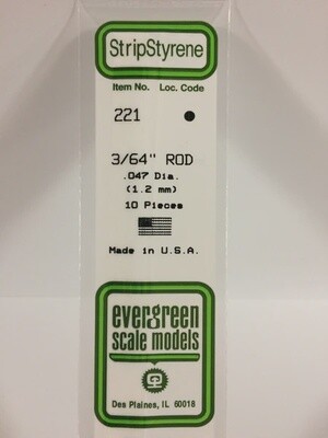 Evergreen 221 3/64&quot; Rod 10-Pack