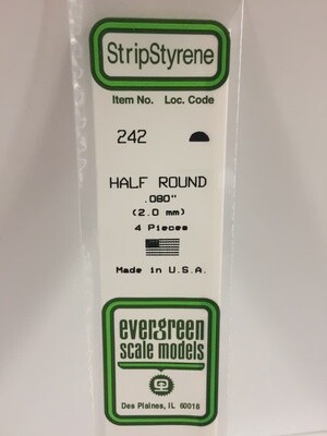 Evergreen 242 .080&quot; Half Round 4-Pack