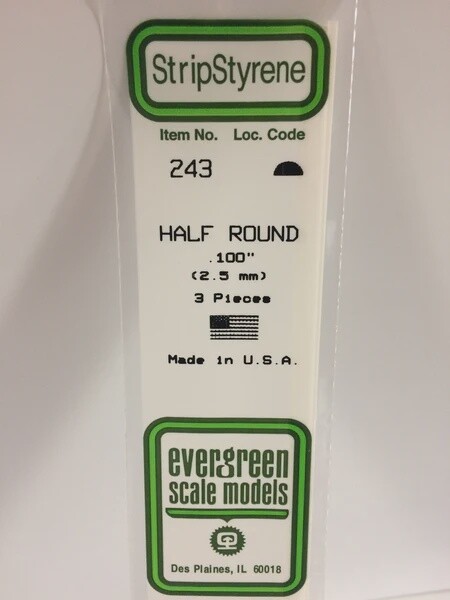Evergreen 243 .100&quot; Half Round 3-Pack