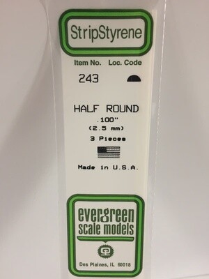 Evergreen 243 .100&quot; Half Round 3-Pack