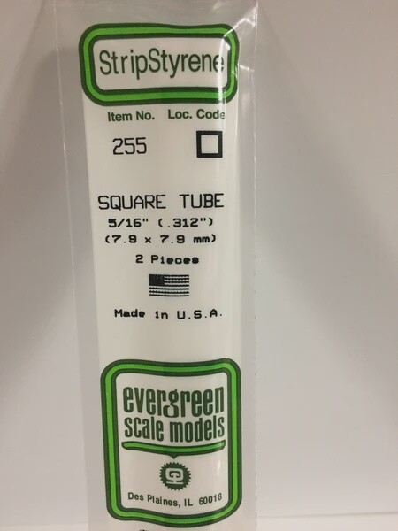 Evergreen 255 5/16" Square Tube 2-Pack