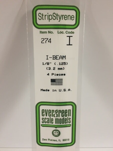 Evergreen 274 1/8&quot; I-Beam 4-Pack