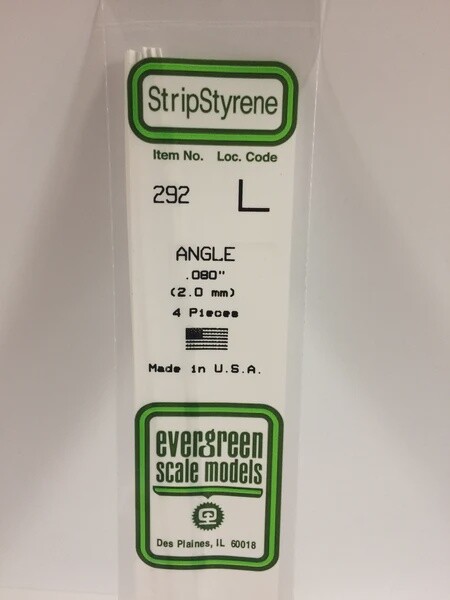 Evergreen 292 .080&quot; Angle 4-Pack