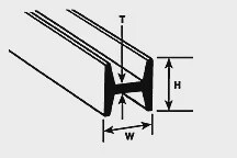 Plastruct 90546 1/4" Styrene H Column