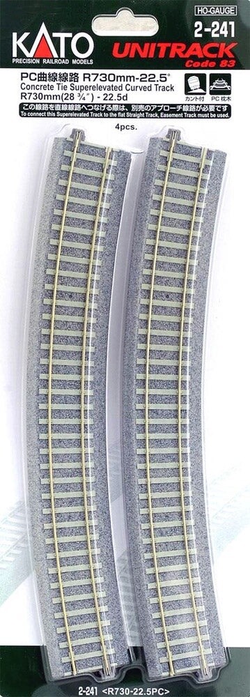 Kato HO 2-241 Concrete Tie Superelevated Curved Track R730mm 22.5d
