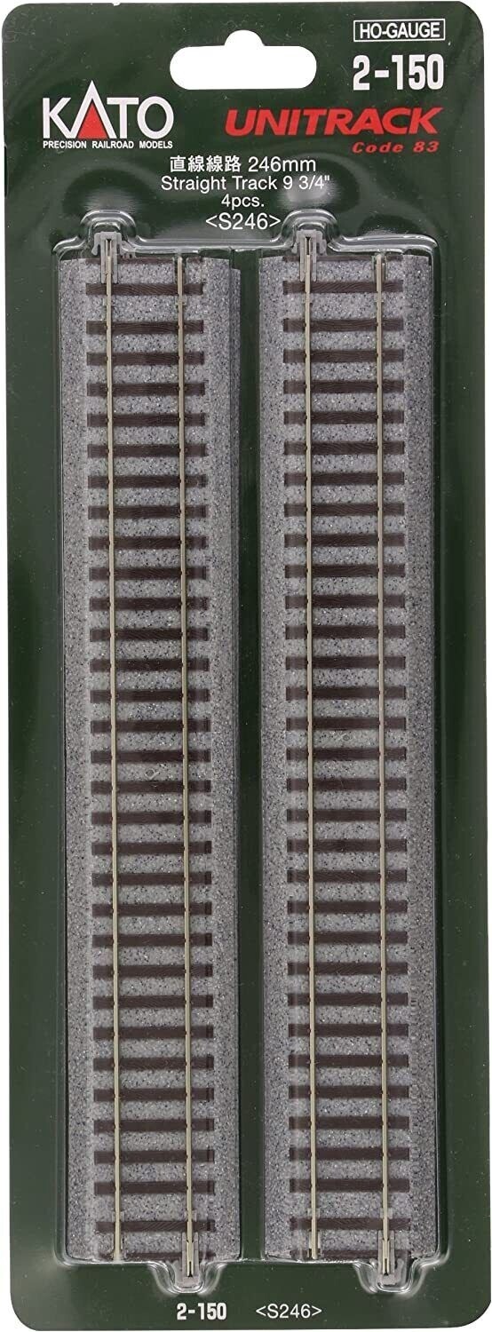 Kato HO 2-150 9 3/4&quot; Straight Track 4-Pack