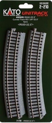 Kato HO 2-210 21 5/8" 22.5-Degree Curve Track 4-Pack