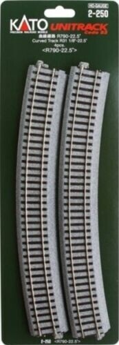 Kato HO 2-250 31 1/8&quot; 22.5-Degree Radius Curve Track 4-Pack