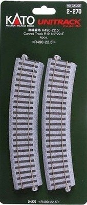 Kato HO 2-270 19 1/4" 22.5-Degree Radius Curve Track 4-Pack