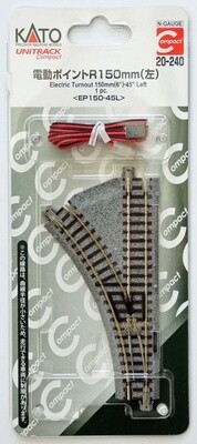 Kato N 20-240 Compact Electric Turnout 150mm (6") 45d Left