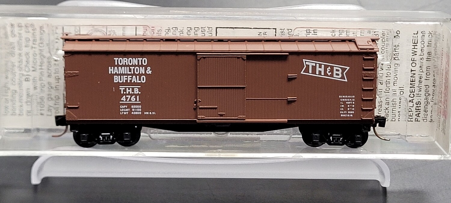 Used N Micro-Trains 39220 Toronto, Hamilton &amp; Buffalo 40&#39; Wood Box Car