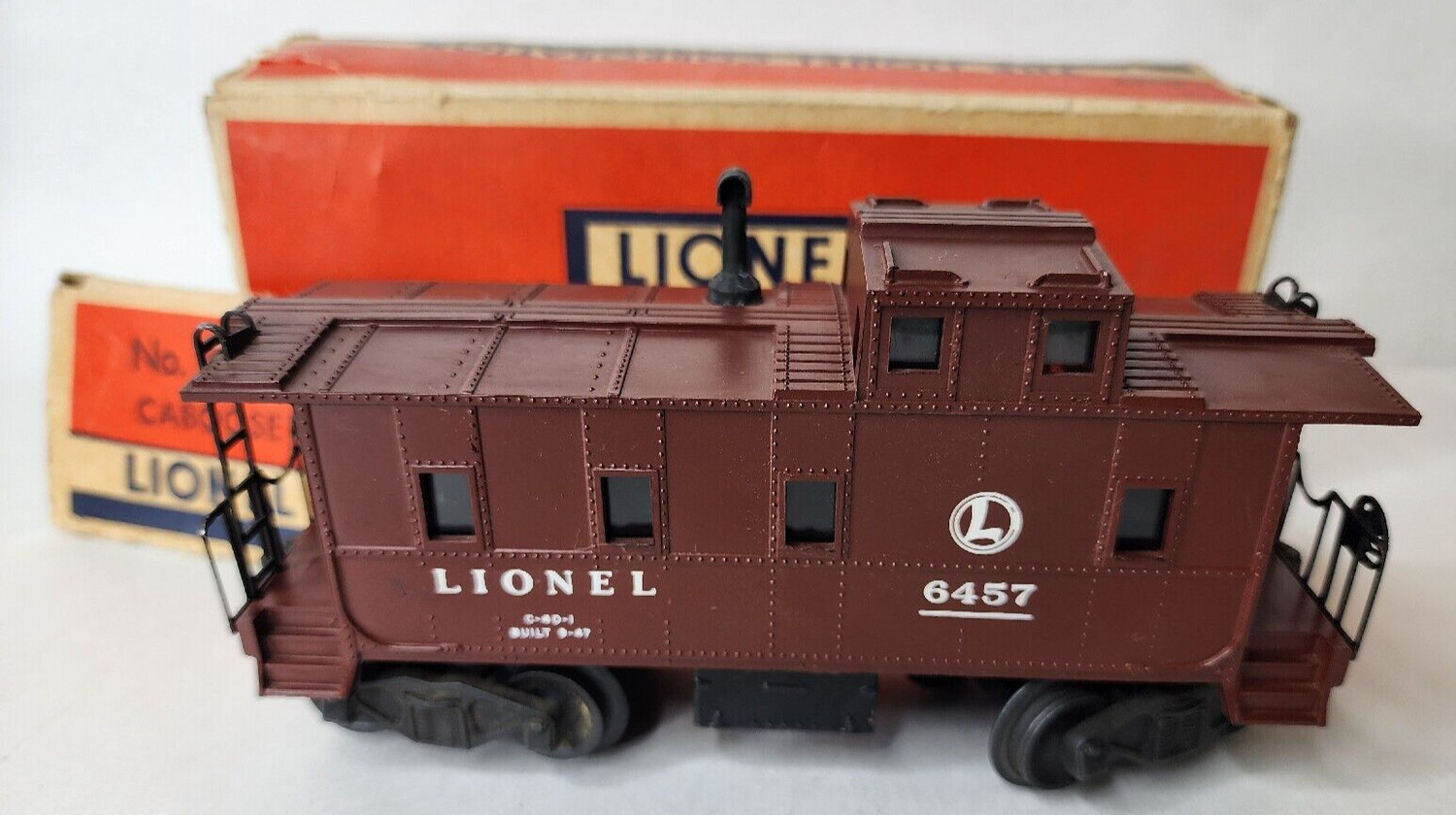 Used O Lionel 6457 Brown Caboose with Black Smokestack