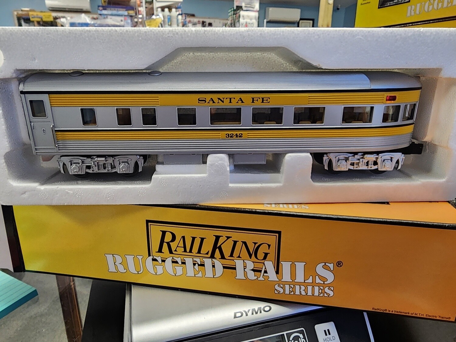 Used O MTH 30-4186C SantaFe Yellow Bonnet Streamlined Observation Car