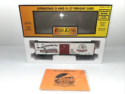 Used O MTH 30-79069 &quot;Christmas&quot; Operating Boxcar w/Signal Man