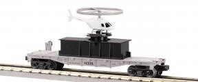 Used O Gauge 30-7658 RailKing Flat Car w/Operating Helicopter