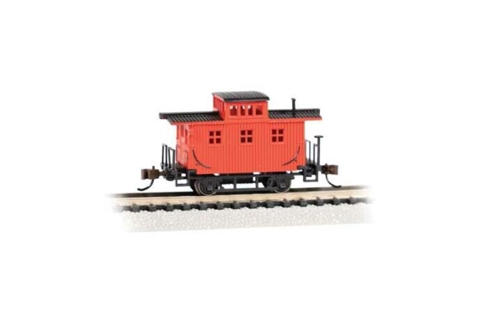 Bachmann N 160-15758 Old-Time Wood Bobber Caboose - Ready to Run -- Painted, Unlettered (red)
