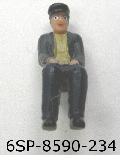 Lionel "O" Scale sitting Engineer Blue Shirt w/Gray coveralls