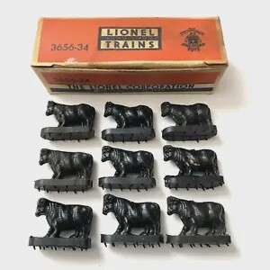 Used O Lionel 3656 Black Cows Pkg. of 8
