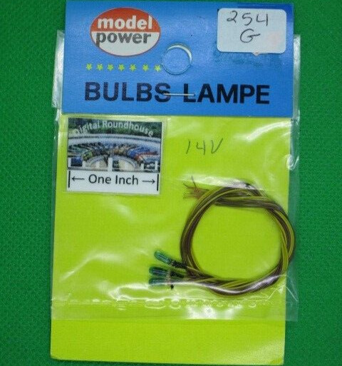 Model Power #254G Bulbs, Grain of Sand, 14 volt, 1.2 mm, Green (pkg. 3)