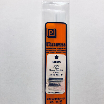 Plastruct 90833 Styrene Pentagon Rod Styrene 0.040" x 10" (10)