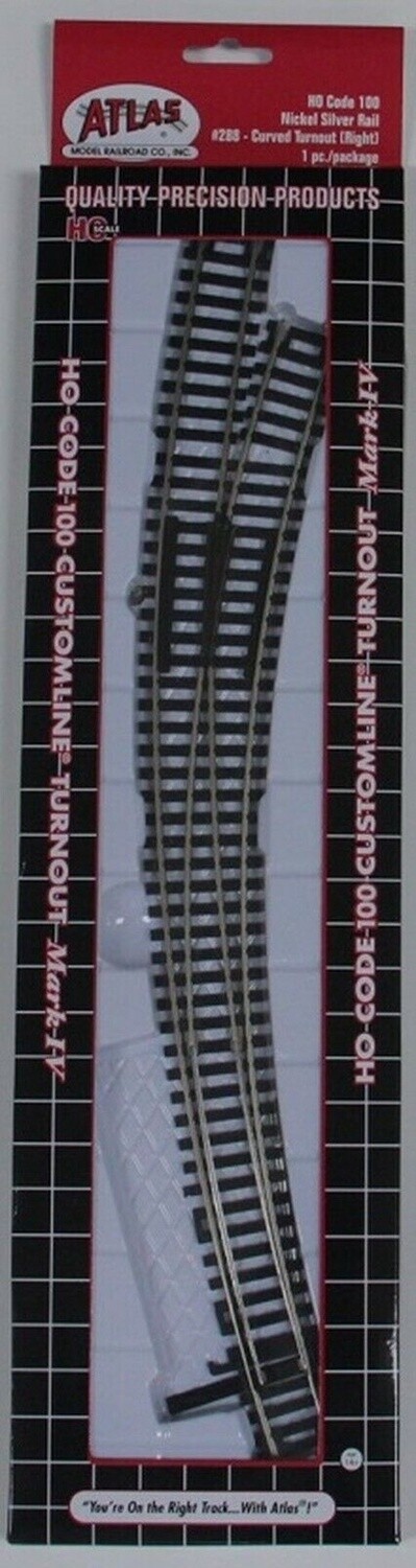 Atlas HO 288 Code 100 Custom-Line Mark-4 Turnout Right ATL288