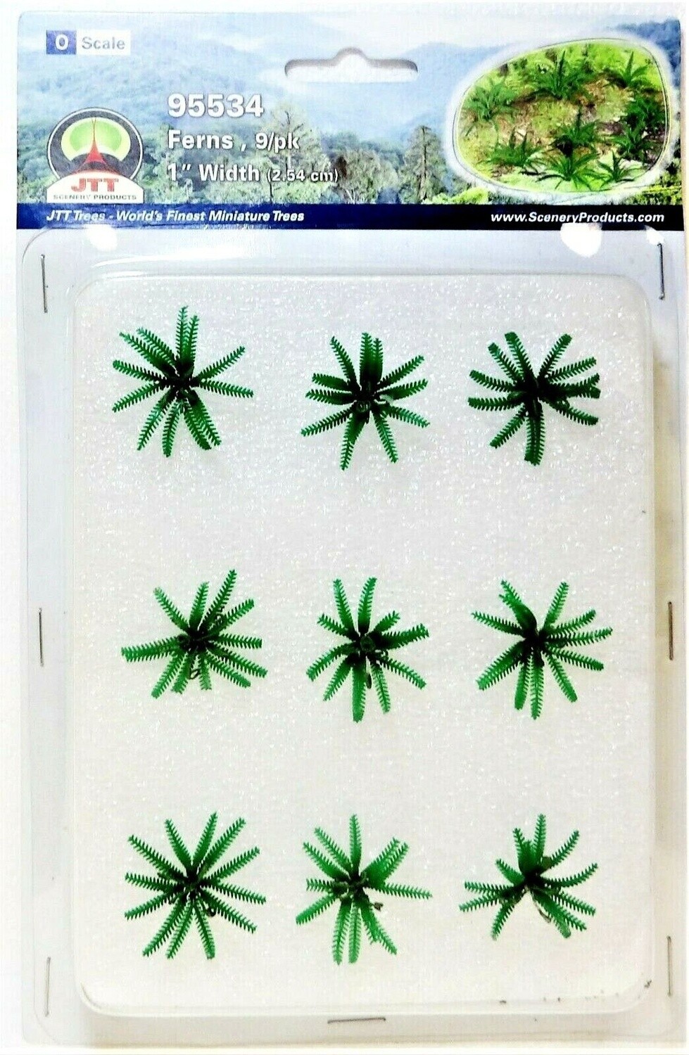 JTT O 373-95534 Ferns 1&quot; Package of 9