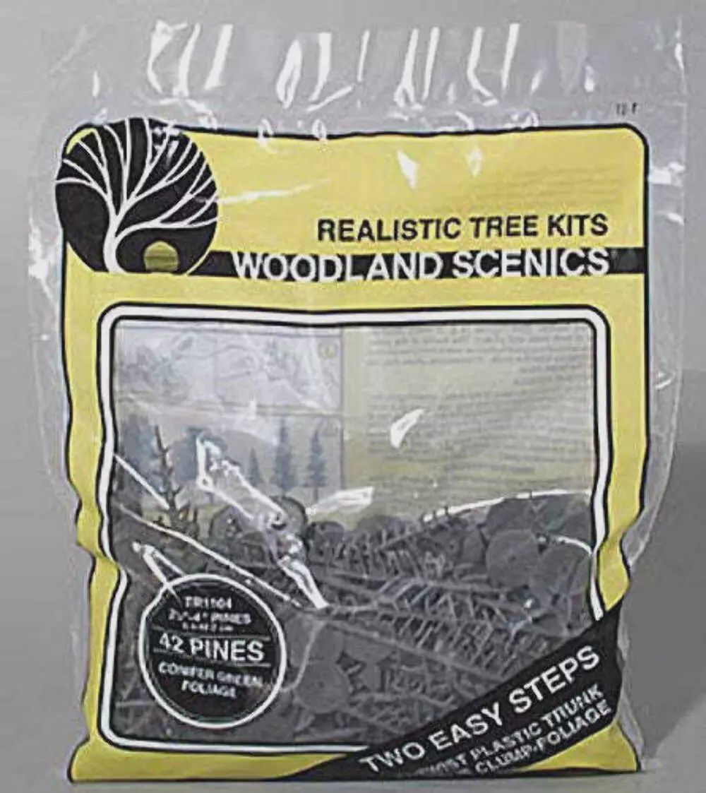 Woodland Scenics TR1104 N/HO Pine Trees 2-1/2x4&quot; (42) Train Scenery