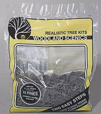 Woodland Scenics TR1104 N/HO Pine Trees 2-1/2x4" (42) Train Scenery