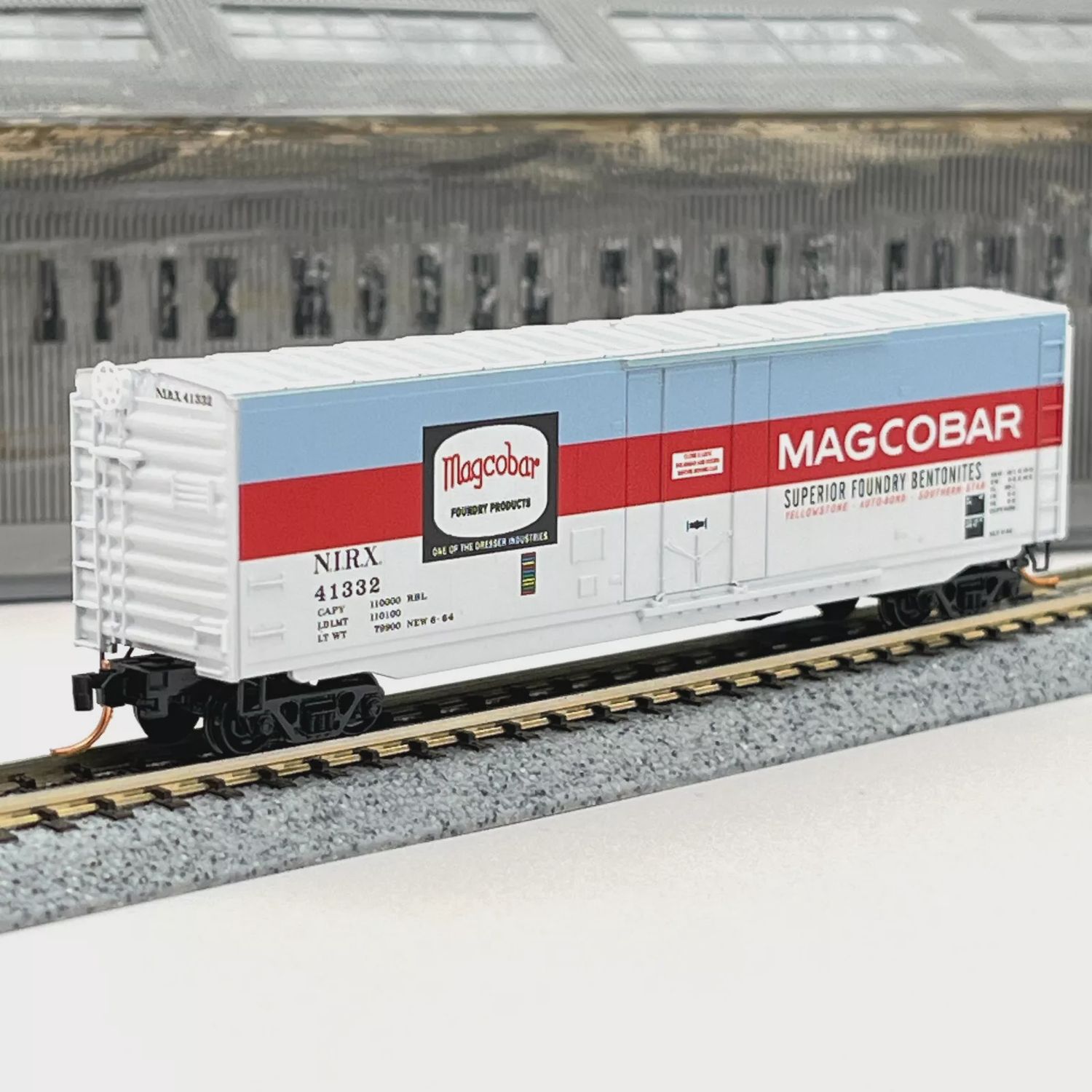 Used N-Scale Micro-Trains Magcobar 50&#39; ft Plug Door Boxcar NIRX 41332