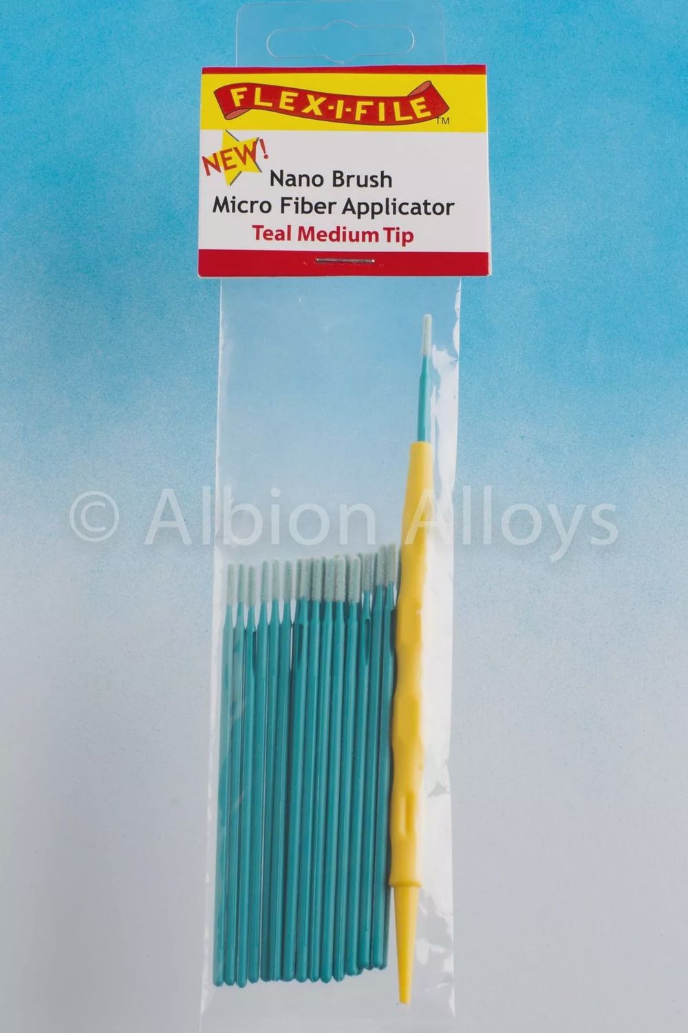 N935004 - Nano Brushes - 24 x Teal Medium Tip &amp; 1 Applicator Handle Flex-I-File