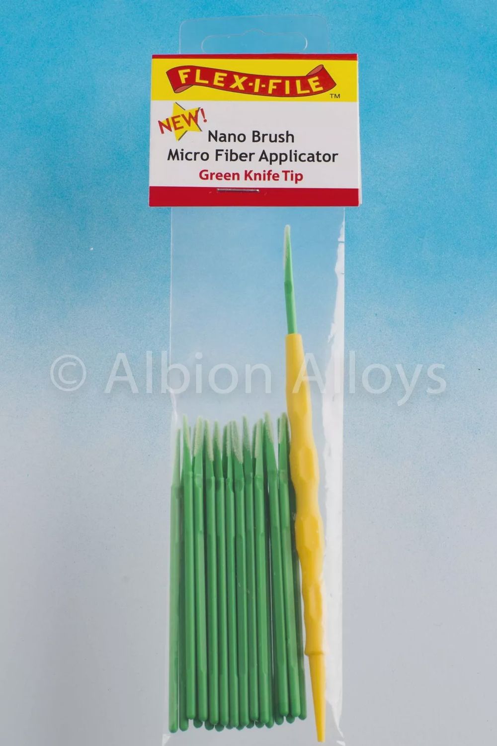 N938001 - Nano Brushes - 24 x Green Knife Tip &amp; 1 Applicator Handle Flex-I-File