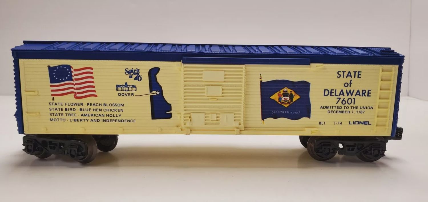 Used O Lionel 6-7601 State of Delaware Boc Car Spirit of 76 Bicentennial