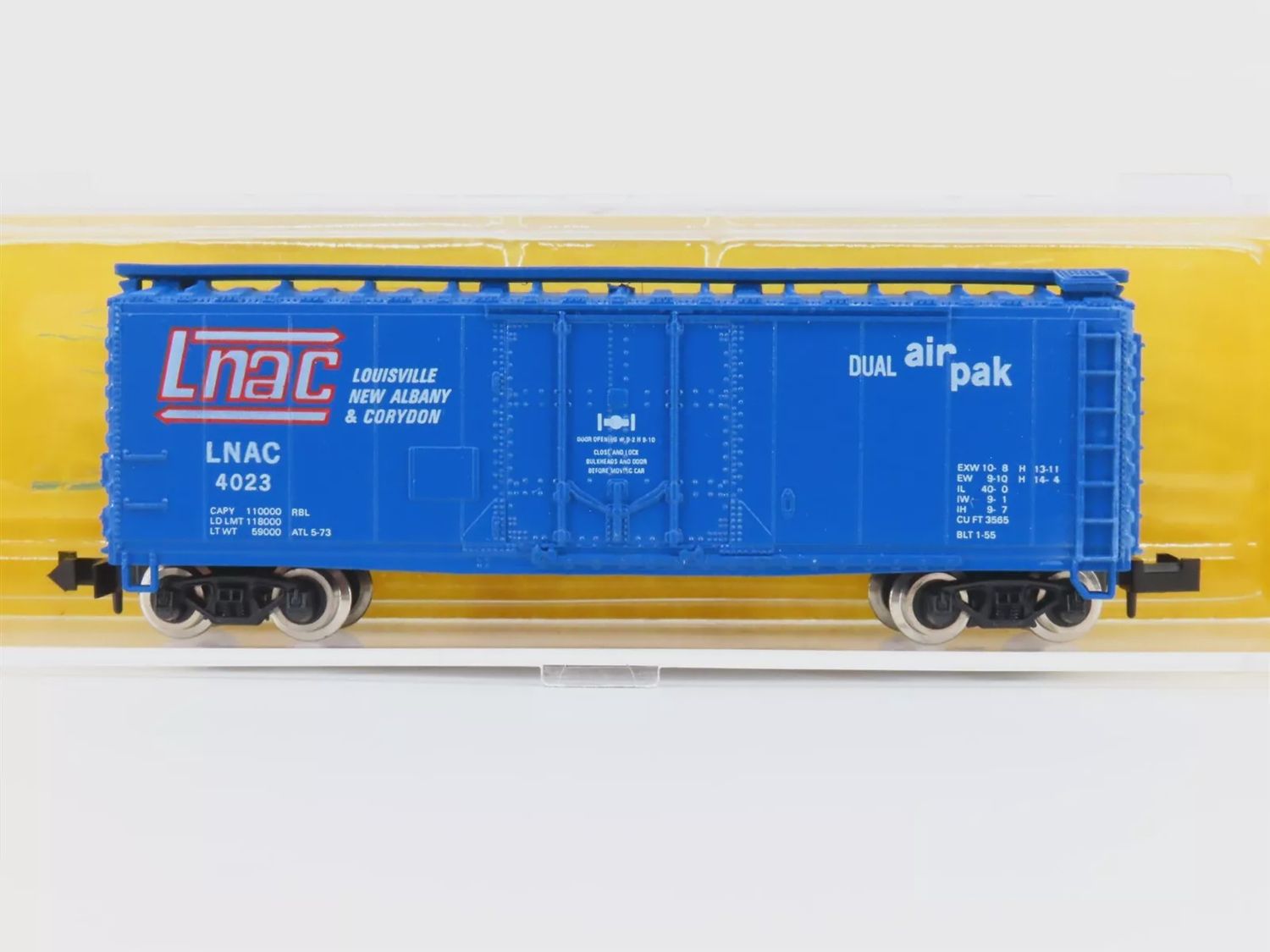 Used Atlas N 3315 LNAC Louisville New Albany Corydon 40&#39; Plug Door Boxcar #4023