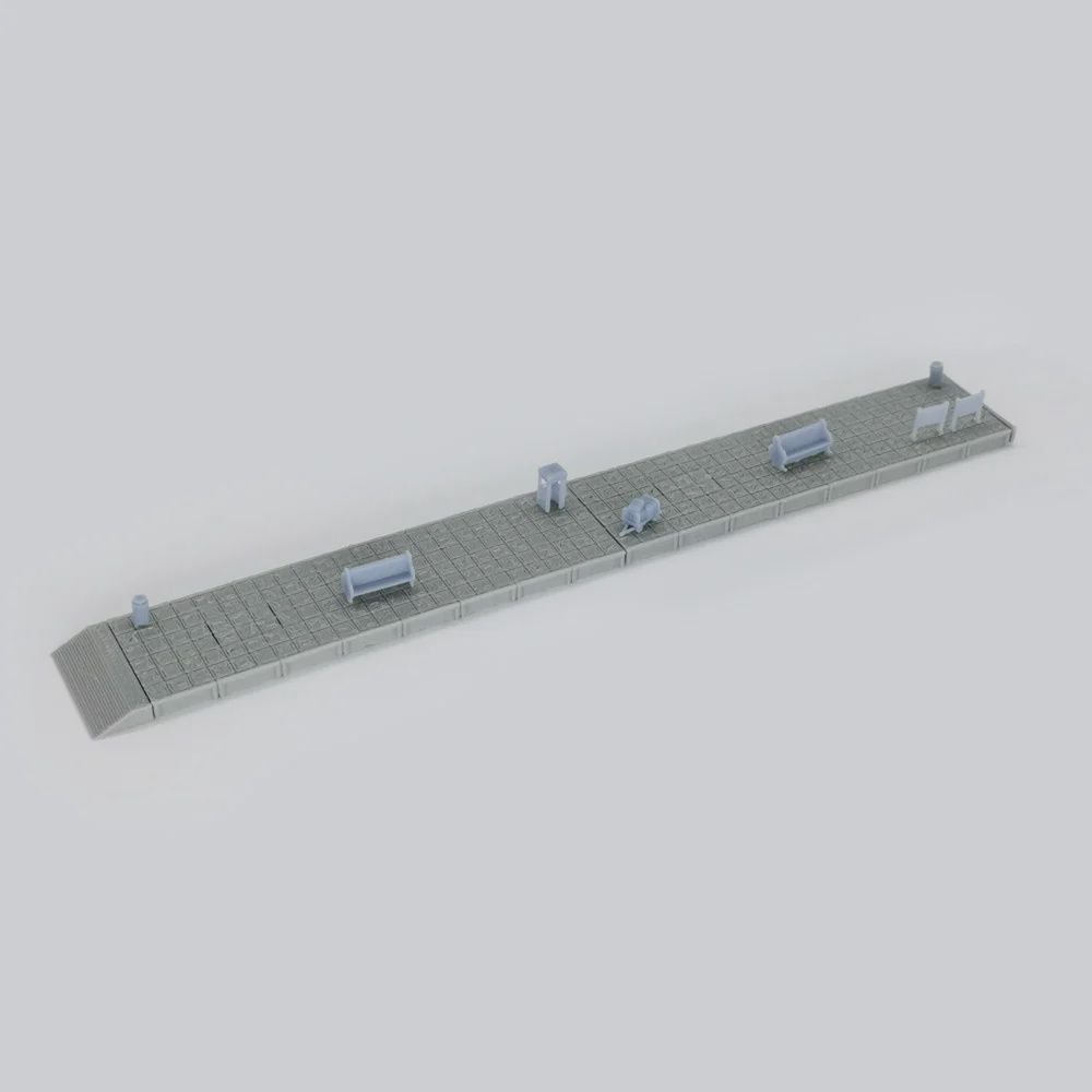 Outland Models BK504E Train Station Passenger Platform with Accessories (No Shed) 1:220 Z Scale Railway Scenery