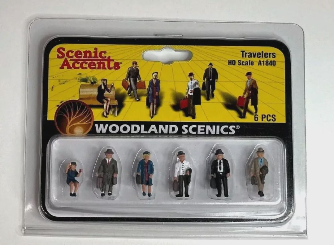 Woodland Scenics HO A1840 Scenic Accents Traveler People Figures (Set of 6)