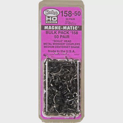 Kadee HO 158-50 Bulk Pack 50 pair Whisker Metal Couplers-Medium 9/32&quot;