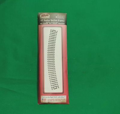 Used Atlas HO 833 18” Radius Curved Code 100 Snap Track Nickel Silver 1 Pack