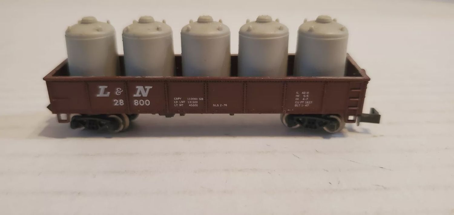 Used Atlas N L&amp;N 3501 Loaded Gondola Car - Great Shape Road #28800