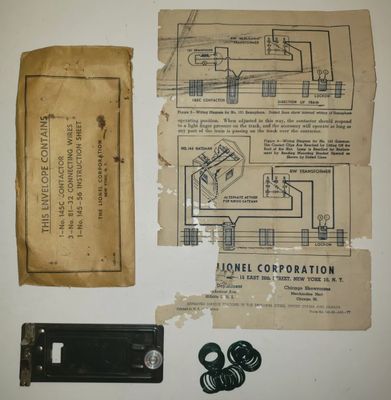 Used O Lionel Postwar 145C Contactor Instructions In Original Envelope