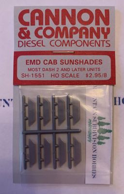 Cannon & Company HO SH-1551 EMD Cab Sunshades 8/pkg