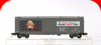 Used Z Micro Trains 1928A "SMOKEY BEAR" Fire Prevention Car 6, SBX 1982A
